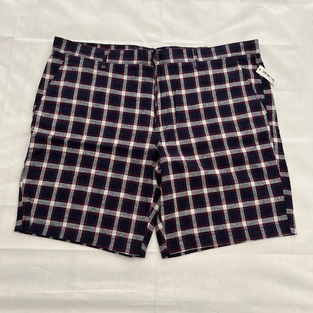 Goodthreads Men's 9" Inseam Linen Cotton Plaid Short Size 42